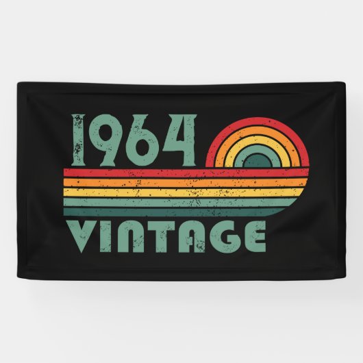 パーソナライズされたヴィンテージ60歳の誕生日プレゼント 横断幕 (横)