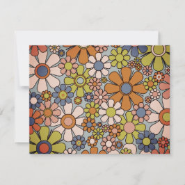 パーソナライズされたヴィンテージ60s 70s美的フローラ サンキューカード