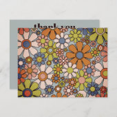 パーソナライズされたヴィンテージ60s 70s美的フローラ サンキューカード (正面/裏面)