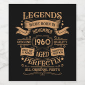 パーソナライズされたヴィンテージ65歳の誕生日ウイスキーのラベル ワインラベル (シングルラベル)