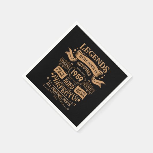 パーソナライズされたヴィンテージ65歳の誕生日ウイスキーパーティー スタンダードカクテルナプキン (角)