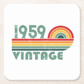 パーソナライズされたヴィンテージ65歳の誕生日パーティー スクエアペーパーコースター (正面)