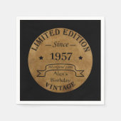 パーソナライズされたヴィンテージ65歳の誕生日パーティー スタンダードカクテルナプキン (正面)