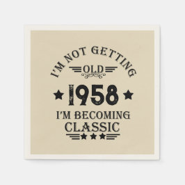 パーソナライズされたヴィンテージ65歳の誕生日パーティー スタンダードカクテルナプキン