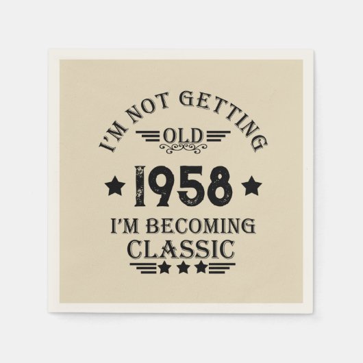 パーソナライズされたヴィンテージ65歳の誕生日パーティー スタンダードカクテルナプキン (正面)