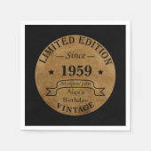 パーソナライズされたヴィンテージ65歳の誕生日パーティー スタンダードカクテルナプキン (正面)