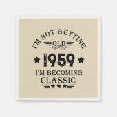 パーソナライズされたヴィンテージ65歳の誕生日パーティー スタンダードカクテルナプキン (正面)