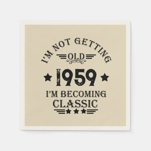 パーソナライズされたヴィンテージ65歳の誕生日パーティー スタンダードカクテルナプキン (正面)