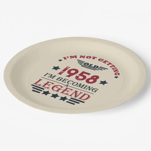 パーソナライズされたヴィンテージ65歳の誕生日パーティー ペーパープレート (アングル)