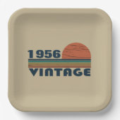 パーソナライズされたヴィンテージ65歳の誕生日パーティー ペーパープレート (正面)