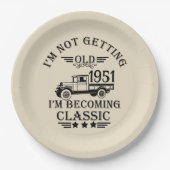 パーソナライズされたヴィンテージ65歳の誕生日パーティー ペーパープレート (正面)