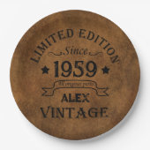 パーソナライズされたヴィンテージ65歳の誕生日パーティー ペーパープレート (正面)
