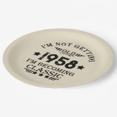 パーソナライズされたヴィンテージ65歳の誕生日パーティー ペーパープレート (アングル)