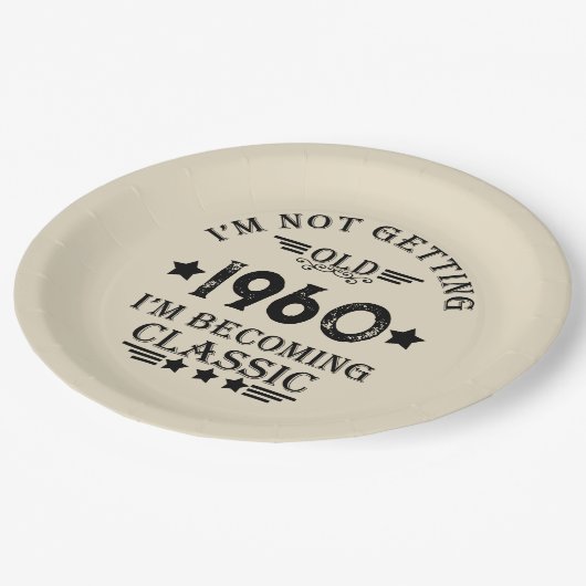 パーソナライズされたヴィンテージ65歳の誕生日パーティー ペーパープレート (アングル)