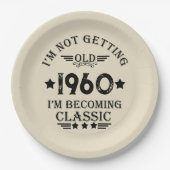 パーソナライズされたヴィンテージ65歳の誕生日パーティー ペーパープレート (正面)