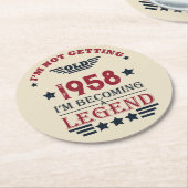 パーソナライズされたヴィンテージ65歳の誕生日パーティー ラウンドペーパーコースター (アングル)