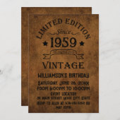 パーソナライズされたヴィンテージ65歳の誕生日パーティー 招待状 (正面/裏面)