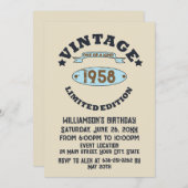 パーソナライズされたヴィンテージ65歳の誕生日パーティー 招待状 (正面/裏面)