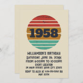 パーソナライズされたヴィンテージ65歳の誕生日パーティー 招待状 (正面/裏面)