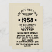 パーソナライズされたヴィンテージ65歳の誕生日パーティー 招待状 (正面/裏面)