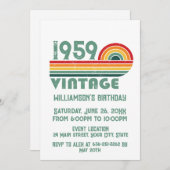 パーソナライズされたヴィンテージ65歳の誕生日パーティー 招待状 (正面/裏面)