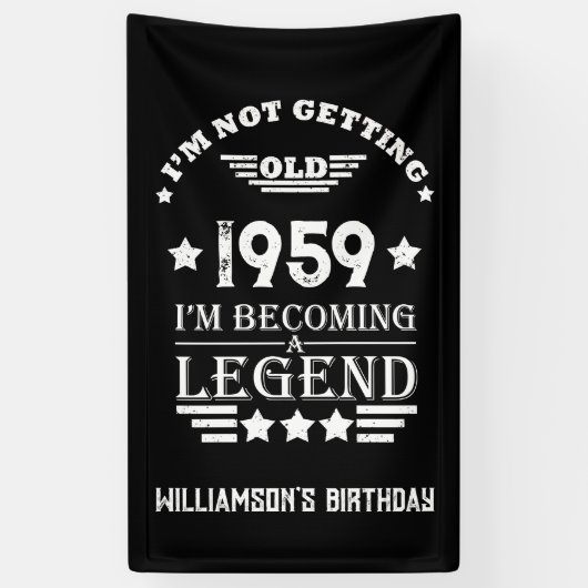 パーソナライズされたヴィンテージ65歳の誕生日パーティー 横断幕 (縦)