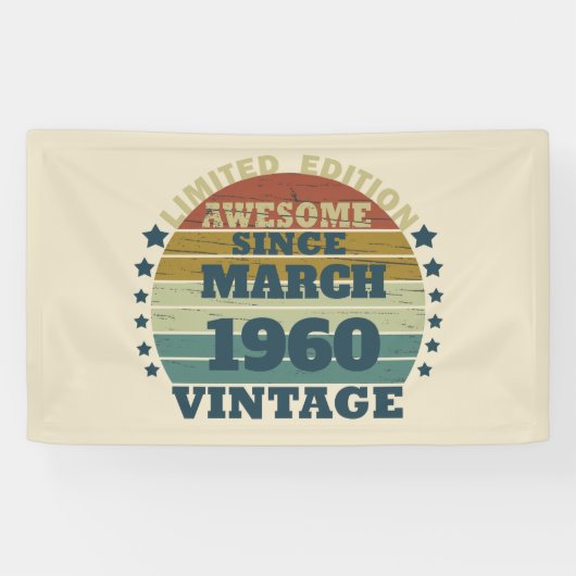 パーソナライズされたヴィンテージ65歳の誕生日パーティー 横断幕 (横)