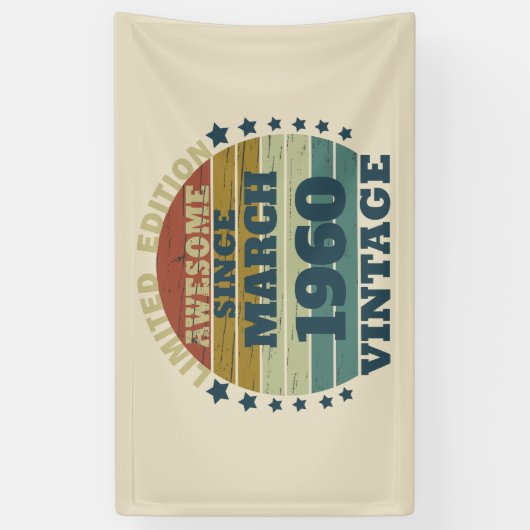 パーソナライズされたヴィンテージ65歳の誕生日パーティー 横断幕 (縦)