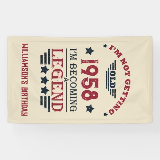 パーソナライズされたヴィンテージ65歳の誕生日パーティー 横断幕 (横)