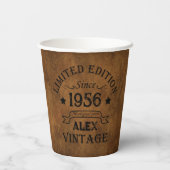 パーソナライズされたヴィンテージ65歳の誕生日パーティー 紙コップ (裏面)
