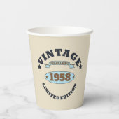 パーソナライズされたヴィンテージ65歳の誕生日パーティー 紙コップ (裏面)