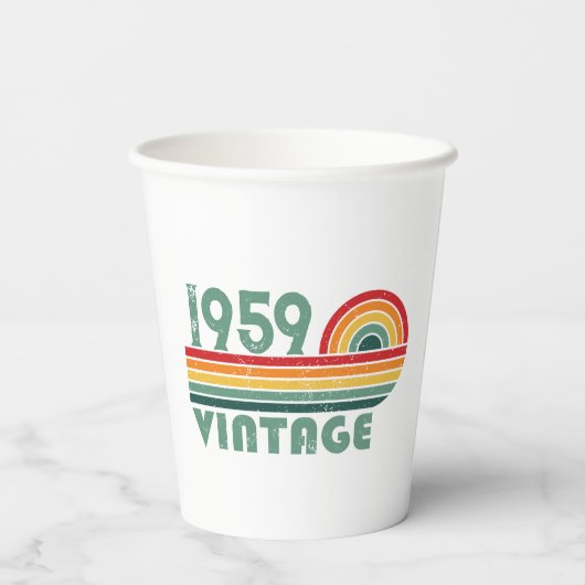 パーソナライズされたヴィンテージ65歳の誕生日パーティー 紙コップ (裏面)