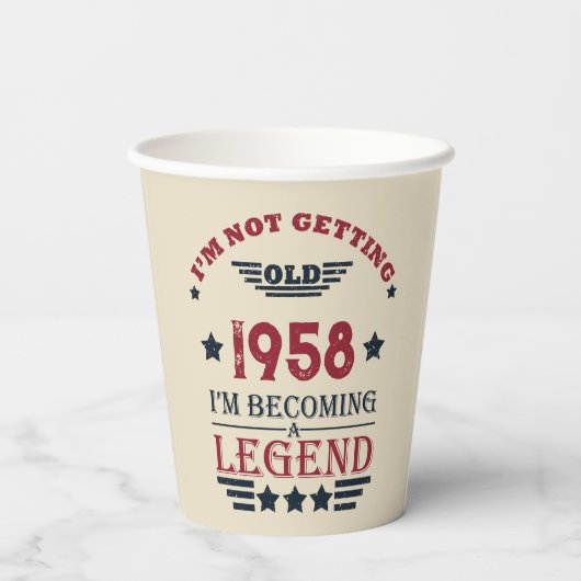 パーソナライズされたヴィンテージ65歳の誕生日パーティー 紙コップ (裏面)