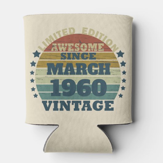 パーソナライズされたヴィンテージ65歳の誕生日パーティー 缶クーラー (裏面)