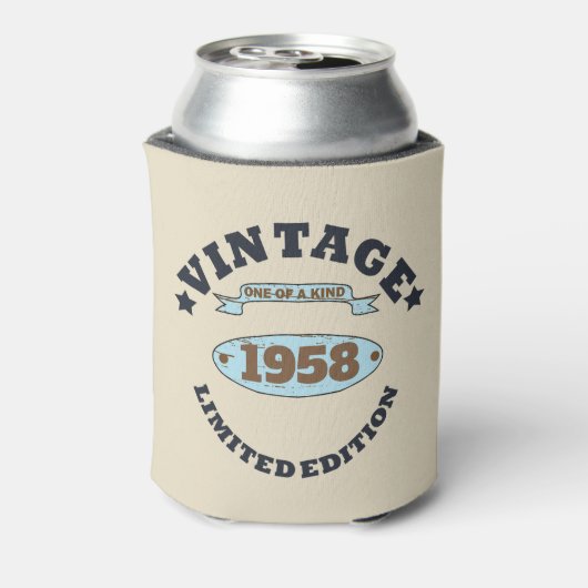 パーソナライズされたヴィンテージ65歳の誕生日パーティー 缶クーラー (缶裏面)