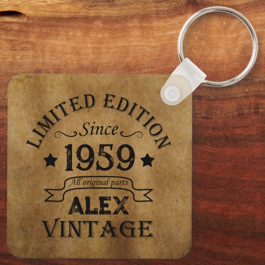 パーソナライズされたヴィンテージ65歳の誕生日プレゼント キーホルダー (裏面)