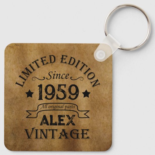 パーソナライズされたヴィンテージ65歳の誕生日プレゼント キーホルダー (裏面)