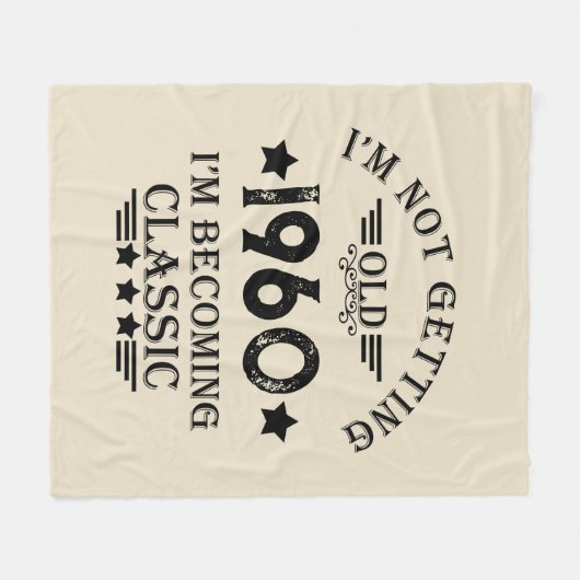 パーソナライズされたヴィンテージ65歳の誕生日プレゼント フリースブランケット (正面(横))