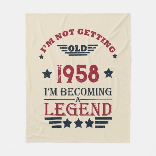 パーソナライズされたヴィンテージ65歳の誕生日プレゼント フリースブランケット (正面)
