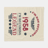 パーソナライズされたヴィンテージ65歳の誕生日プレゼント フリースブランケット (正面(横))