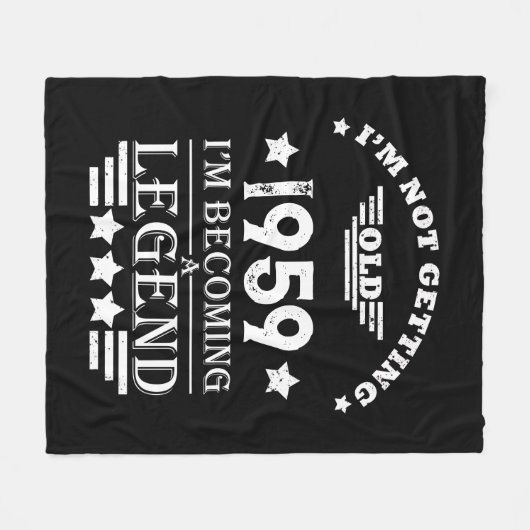 パーソナライズされたヴィンテージ65歳の誕生日プレゼント フリースブランケット (正面(横))