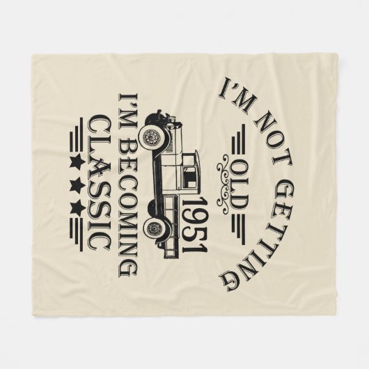 パーソナライズされたヴィンテージ65歳の誕生日プレゼント フリースブランケット (正面(横))