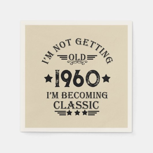 パーソナライズされたヴィンテージ65歳の誕生日65歳 スタンダードカクテルナプキン (正面)