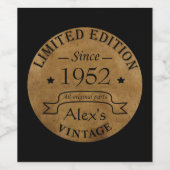 パーソナライズされたヴィンテージ70歳の誕生日パーティー ワインラベル (シングルラベル)