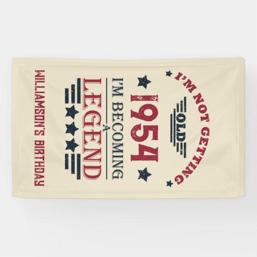 パーソナライズされたヴィンテージ70歳の誕生日プレゼント 横断幕 (横)