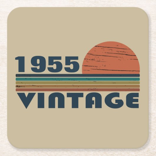 パーソナライズされたヴィンテージ70歳の誕生日 スクエアペーパーコースター (正面)