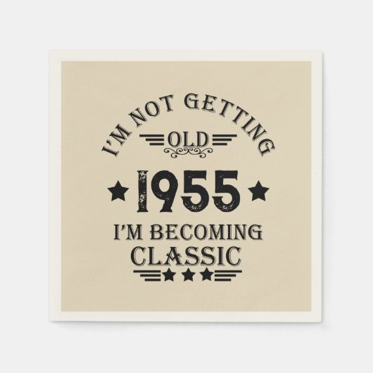 パーソナライズされたヴィンテージ70歳の誕生日 スタンダードカクテルナプキン (正面)