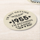 パーソナライズされたヴィンテージ70歳の誕生日 ラウンドペーパーコースター (アングル)