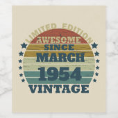 パーソナライズされたヴィンテージ70歳の誕生日 ワインラベル (シングルラベル)