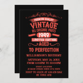 パーソナライズされたヴィンテージ75時間の誕生日パーティー 招待状 (正面/裏面)